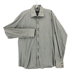 Jared Lang Button Up Shirt Adult Extra Large Gray Square Button Long Sleeve Mens